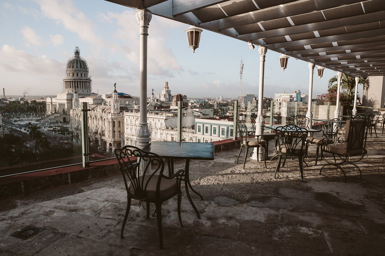 Střešní kavárna Iberostar Parque Central Havana Kuba