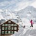 Kids playing in the snow at Kleine Scheidegg Jungfrau Switzerland