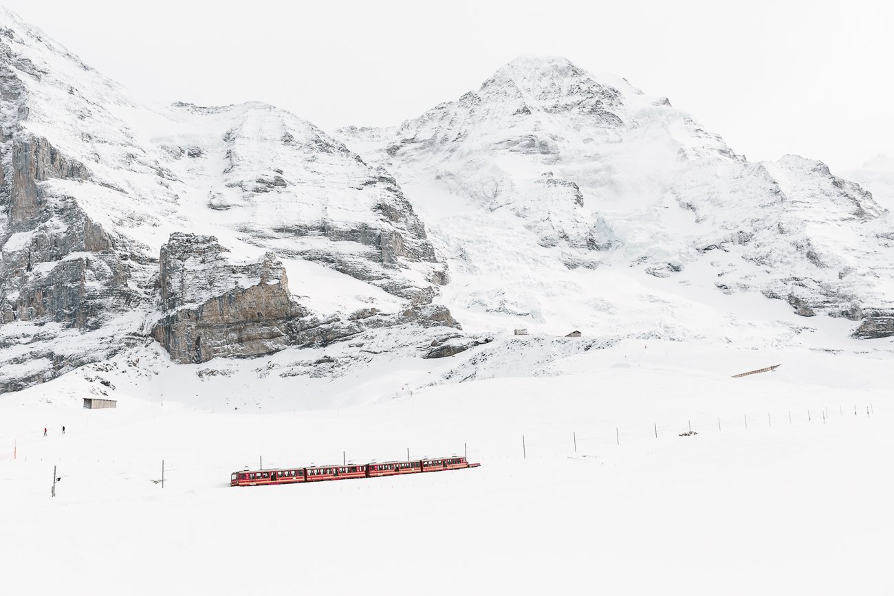 The Jungfraubahn goes up the mountain