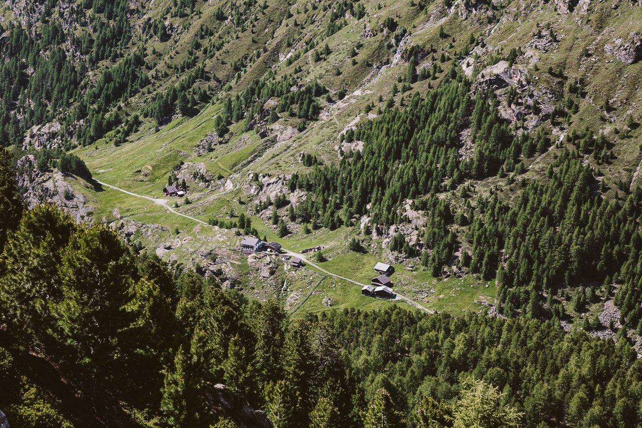 A view down to the valley Windachalm from the hike to Brunnenkogelhaus Oetztal Tyrol