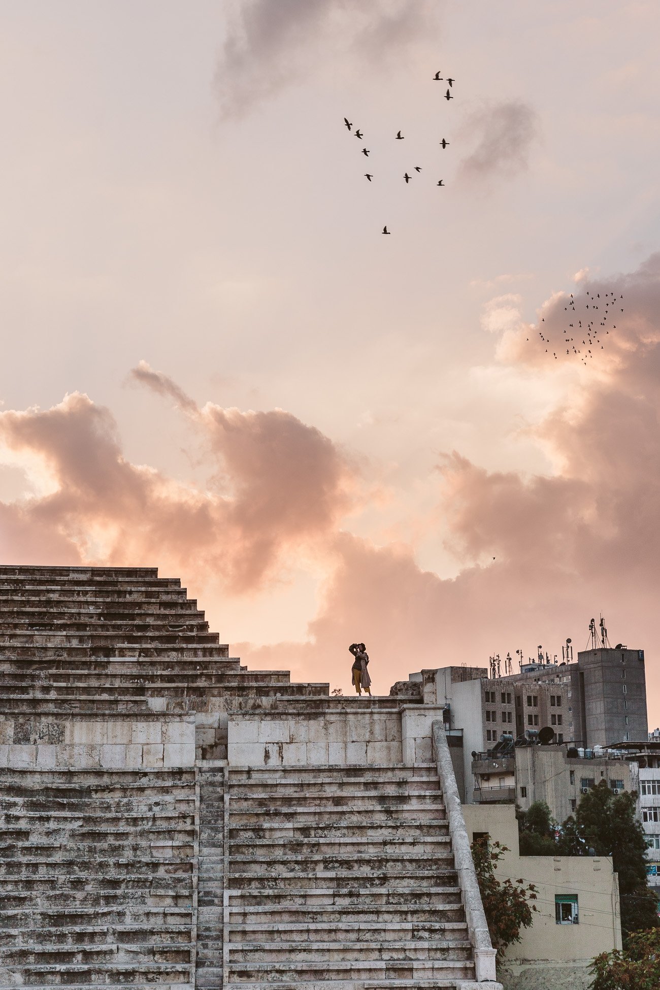 Watch the sunset at the Roman Theatre in Amman during 24 hours in Amman