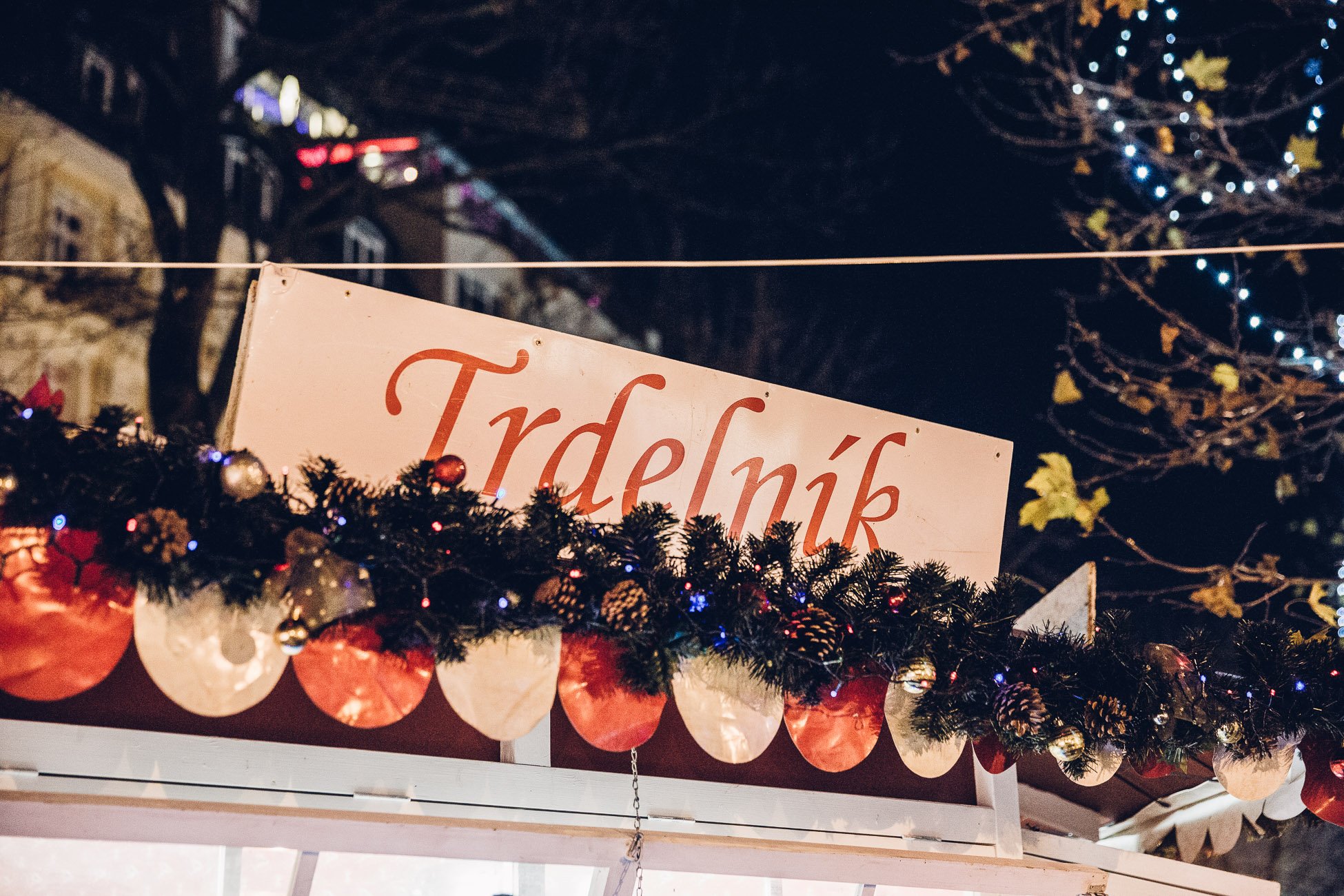 Trdelník at Christmas market Hviezdoslavovo námestie in Bratislava