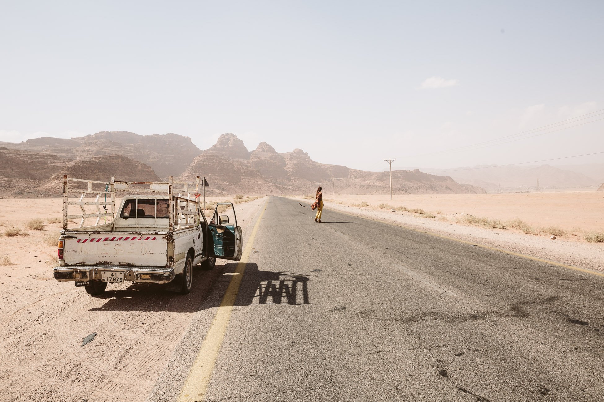 On the road through Wadi Rum