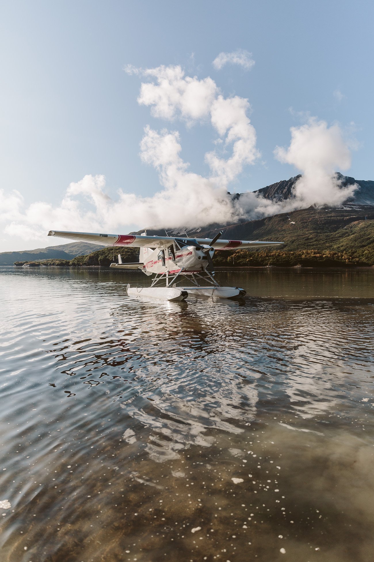 Boarding the waterplane of Kingfisher Aviation at Katmai National Park Alaska
