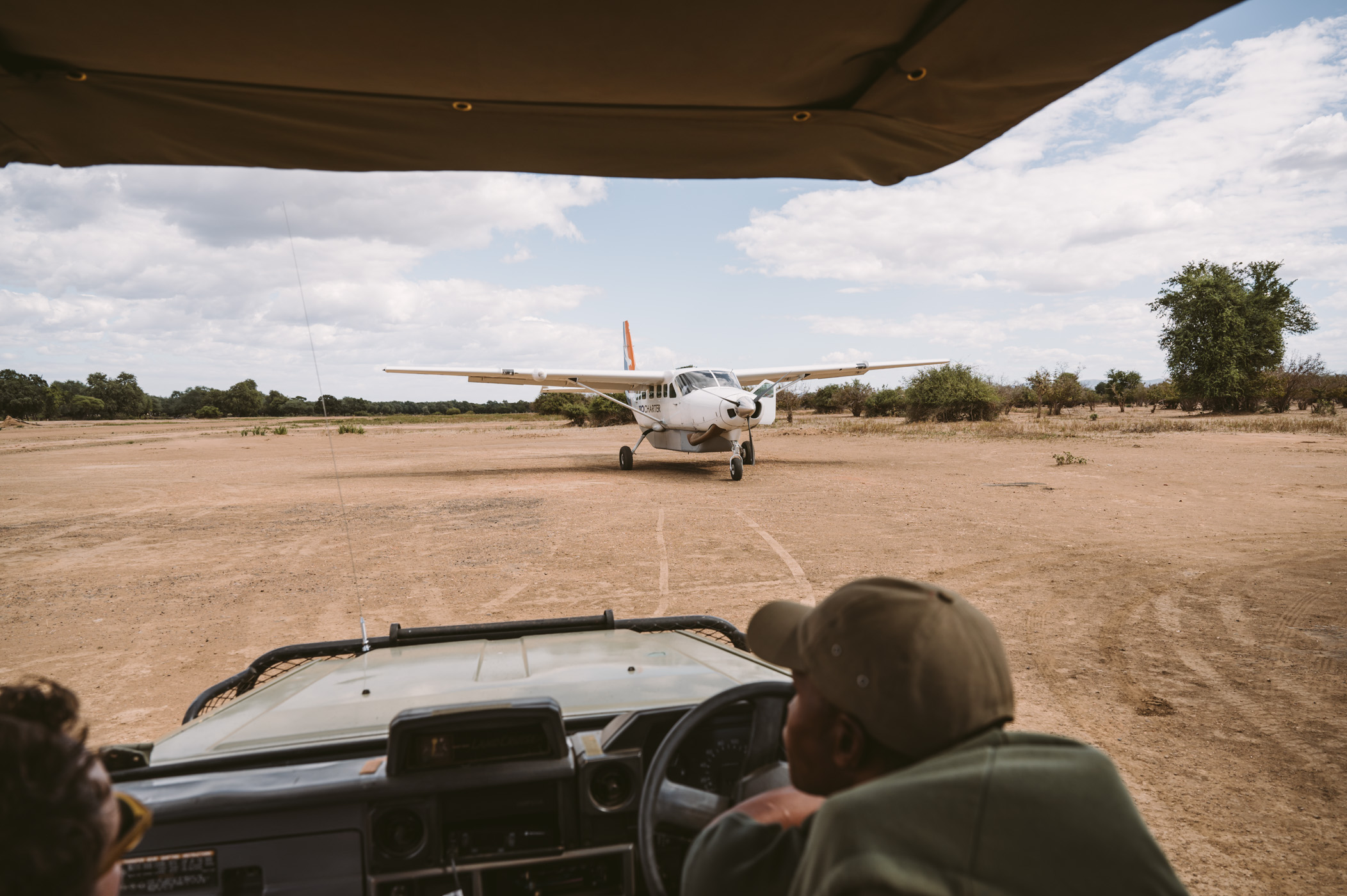 Arriving at Jeki airstrip Lower Zambezi National Park Zambia