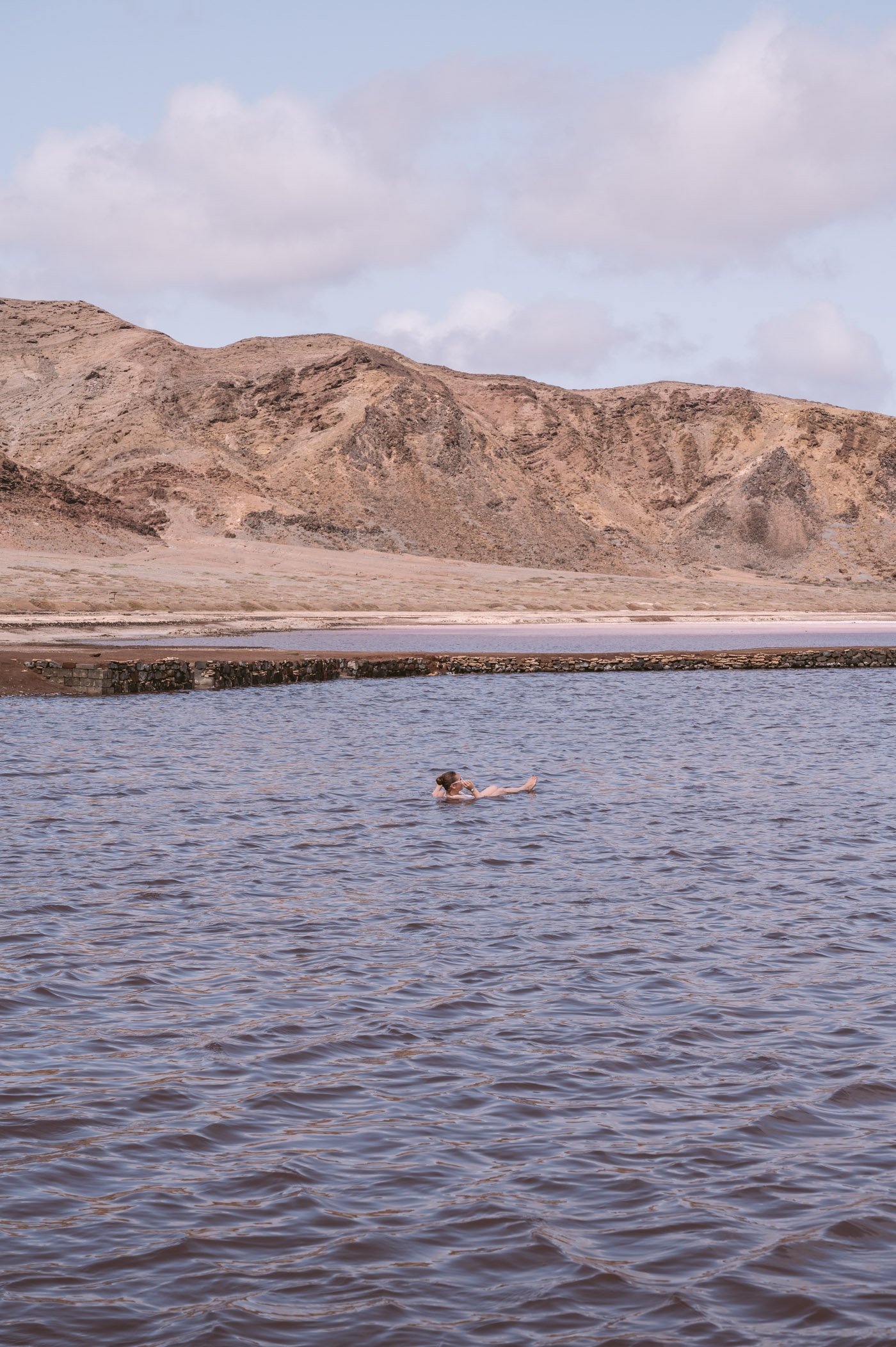 Bathing in Salinas de Pedra de Lume on Sal Cape Verde