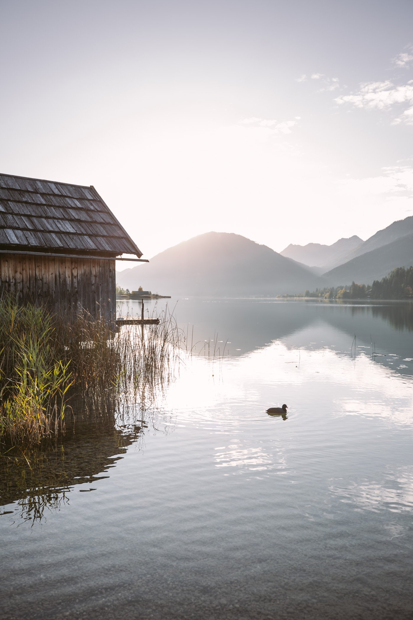 Lake Weissensee at sunrise, in Carinthia Austria