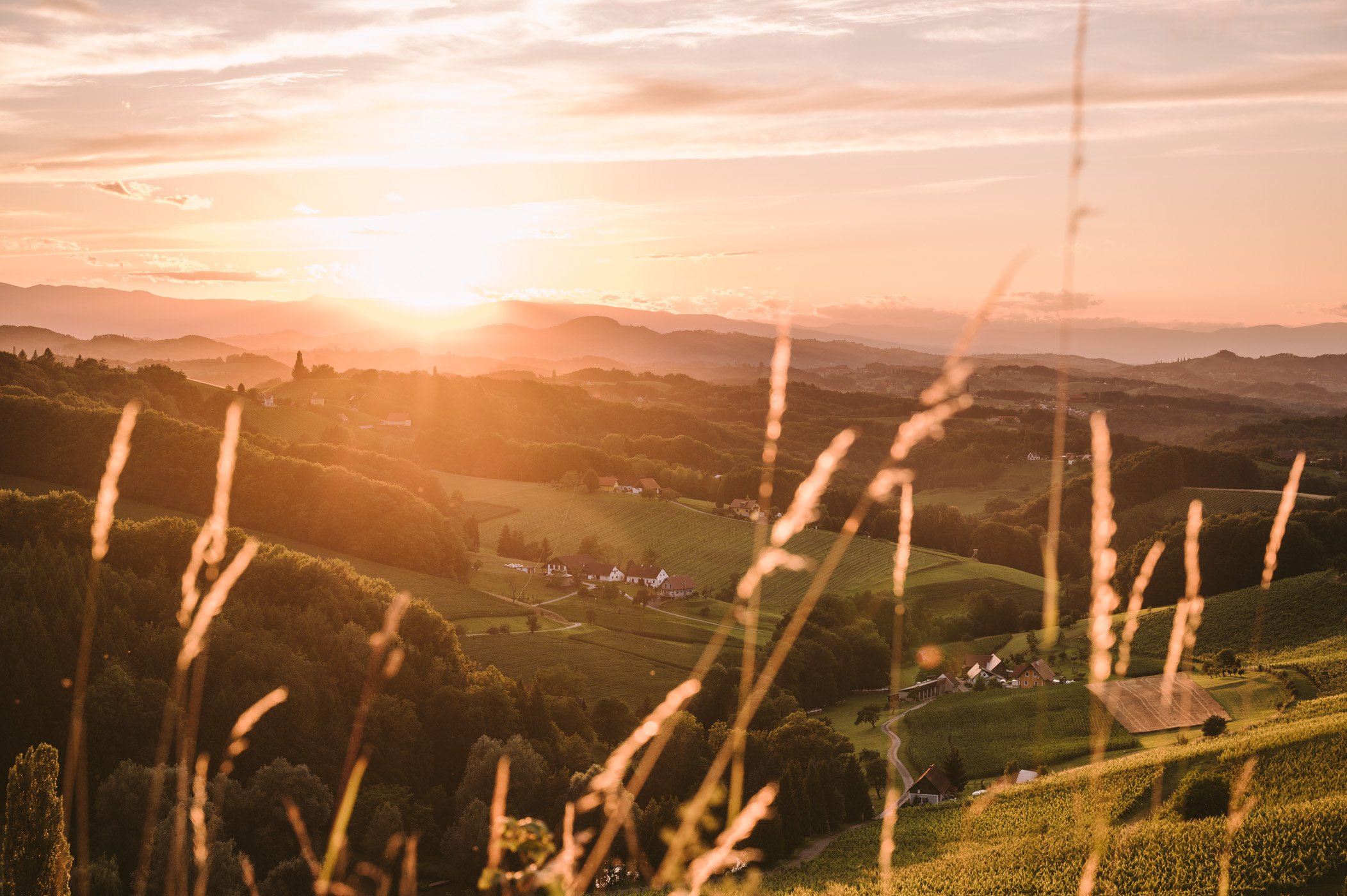 Southern Styria sunset view