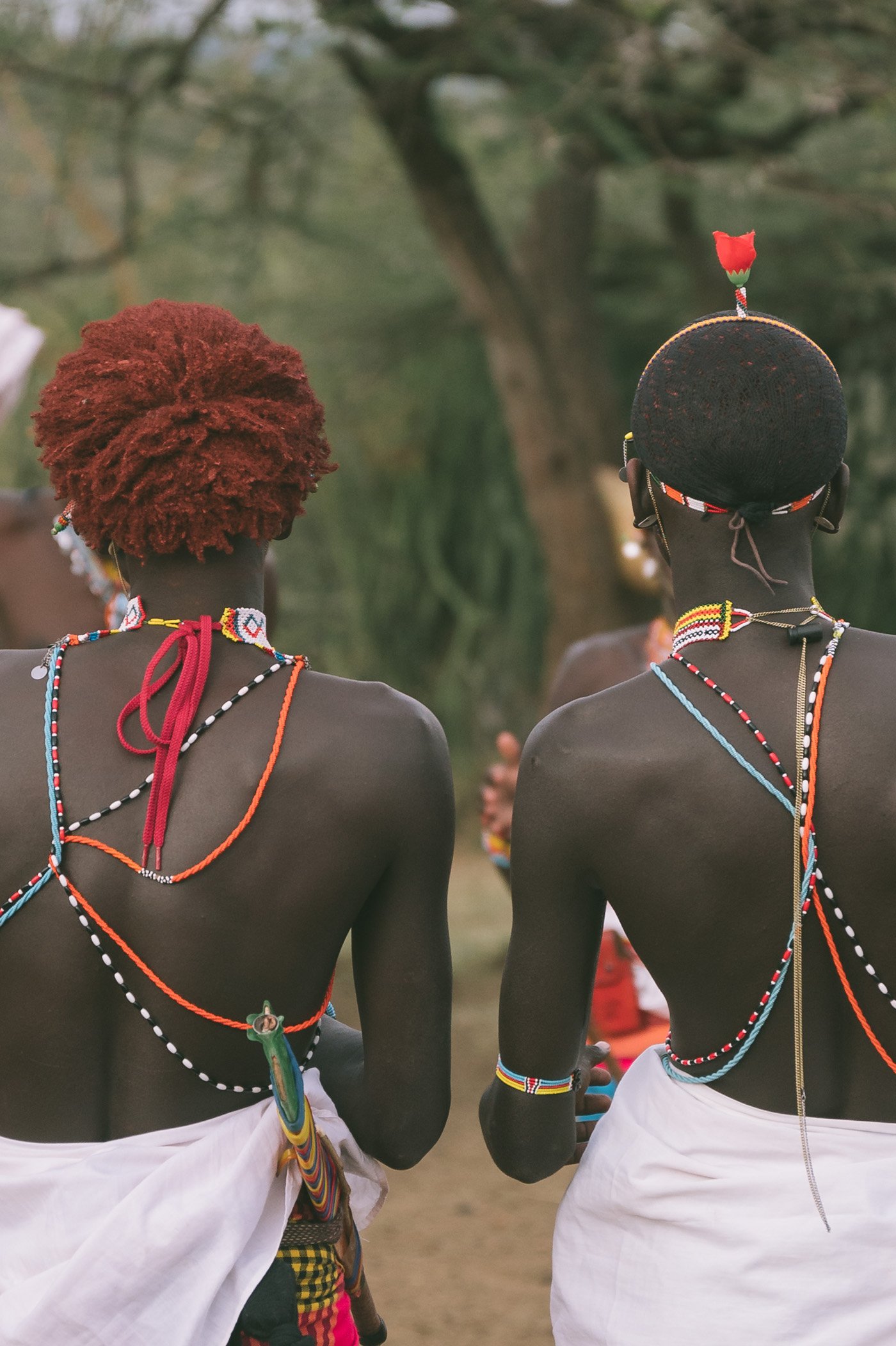Samburu warriors at a manyatta at Ol Malo Lodge Samburuland Laikipia Plateau Kenya