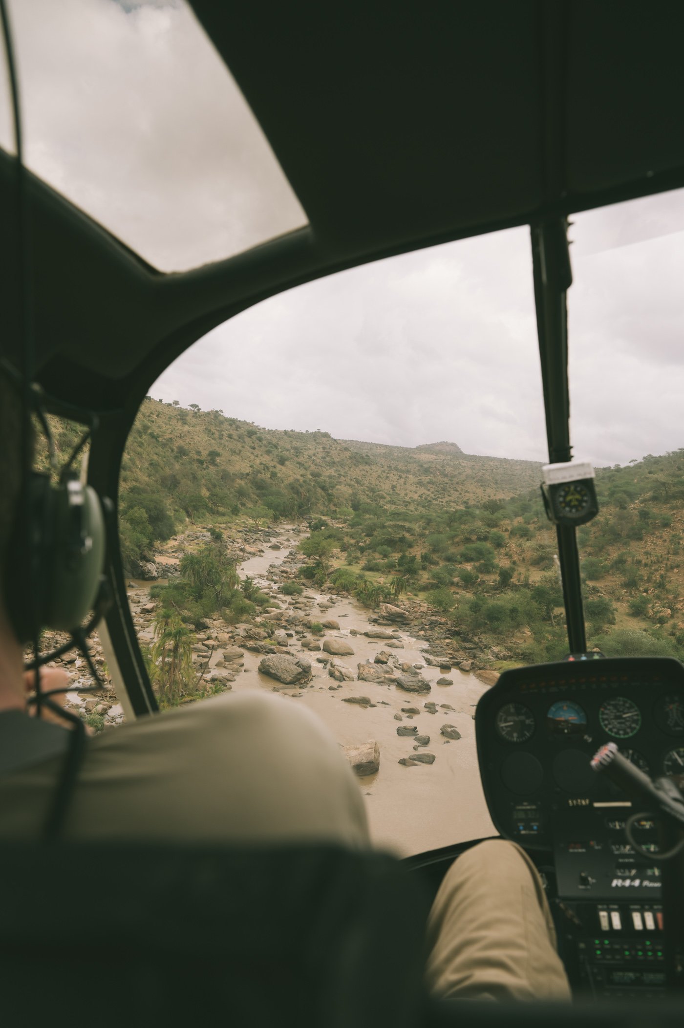 Helicopter rides with Andrew from Ol Malo choppers at Ol Malo Lodge Samburuland Laikipia Plateau Kenya