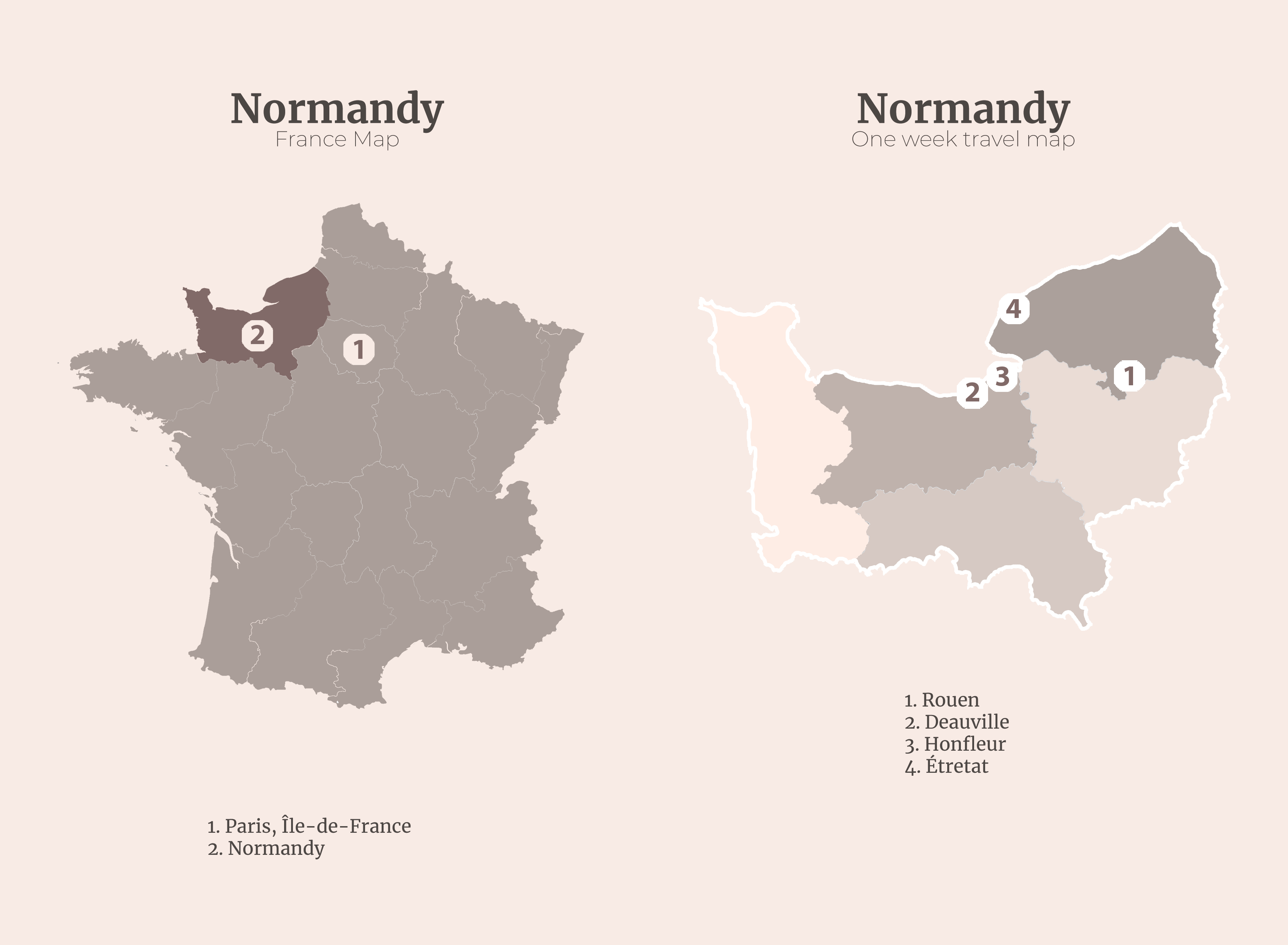 Map of Normandy in France