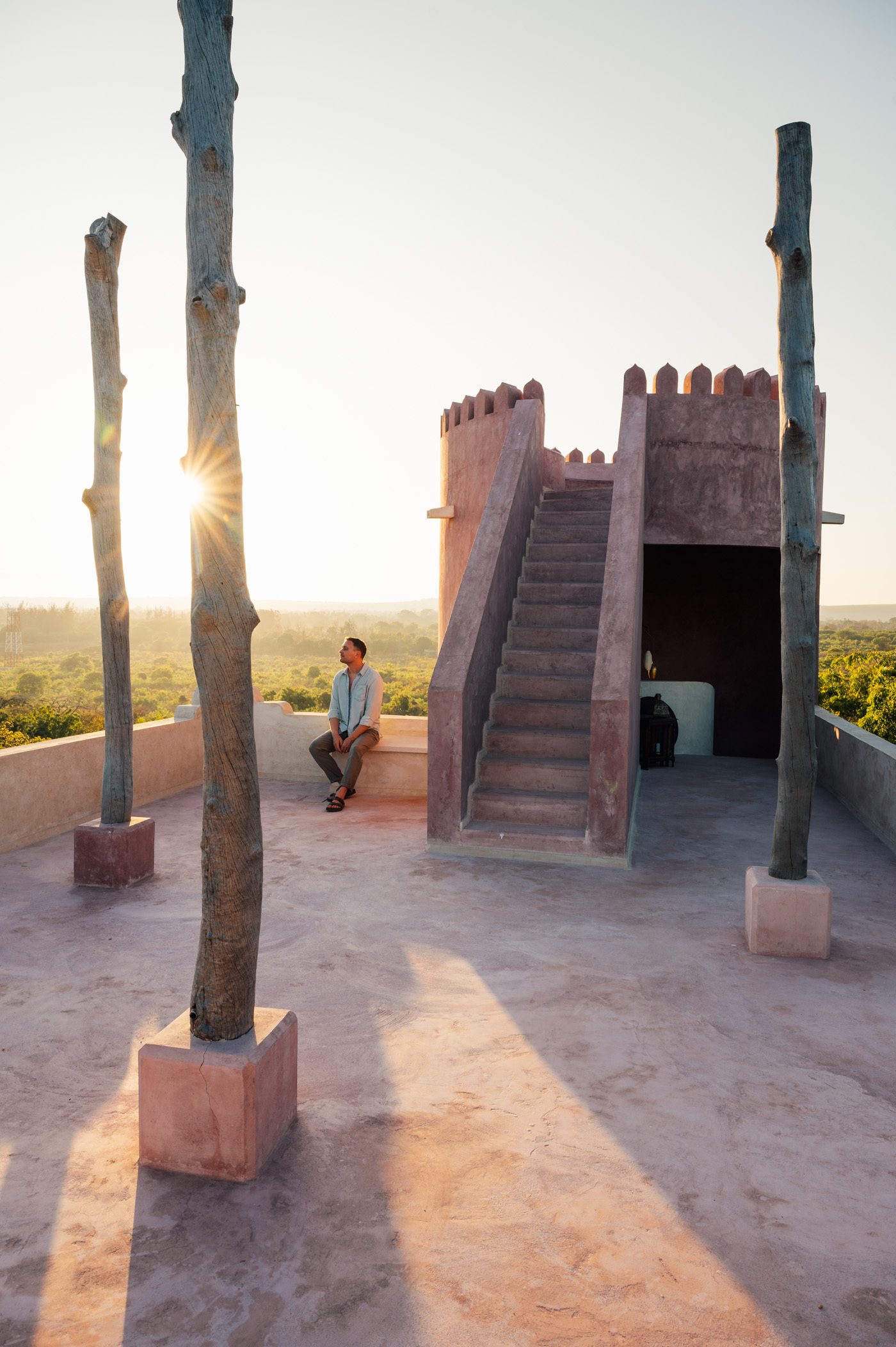 Sundowner on top of the tower suite of Cardamom House