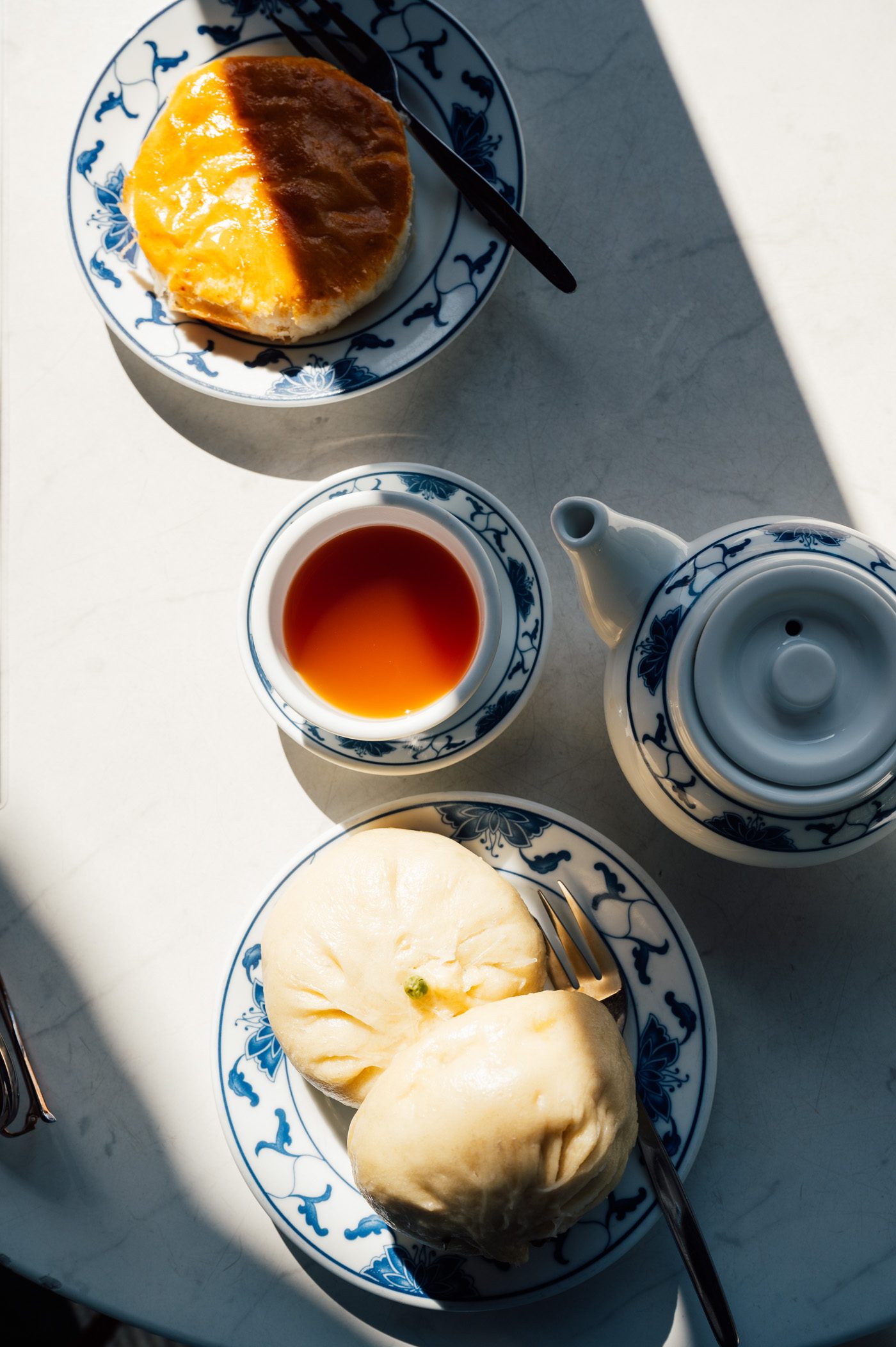 Tea and dumplings at the Chinese teahouse at Chinese garden at Gardens of the World in Berlin