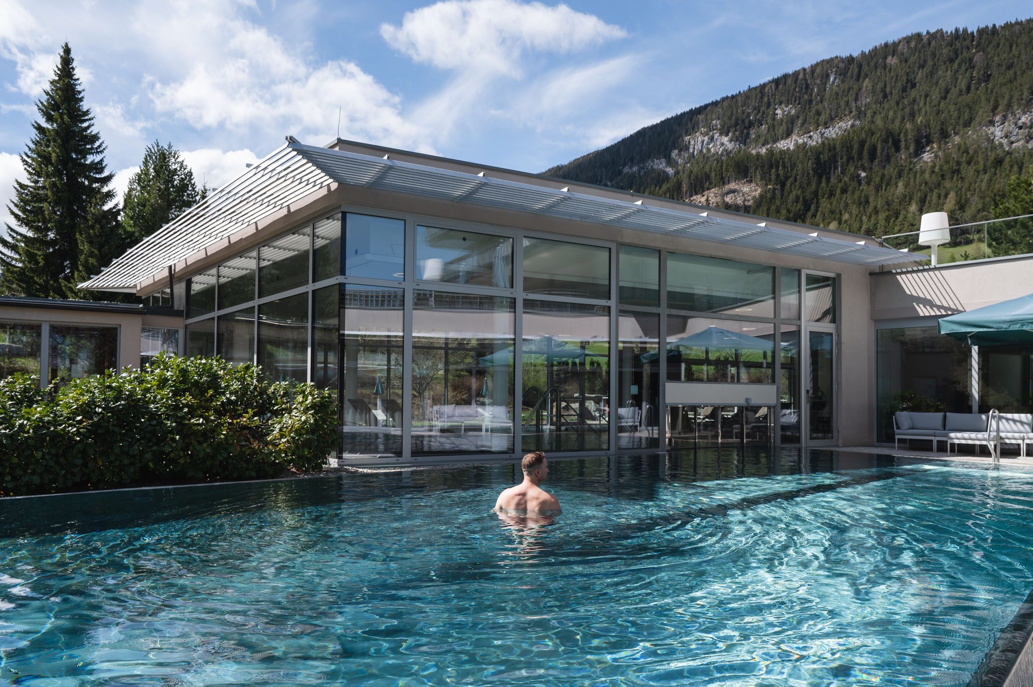 Thermal water pool at BLEIB BERG Health Retreat in Austria