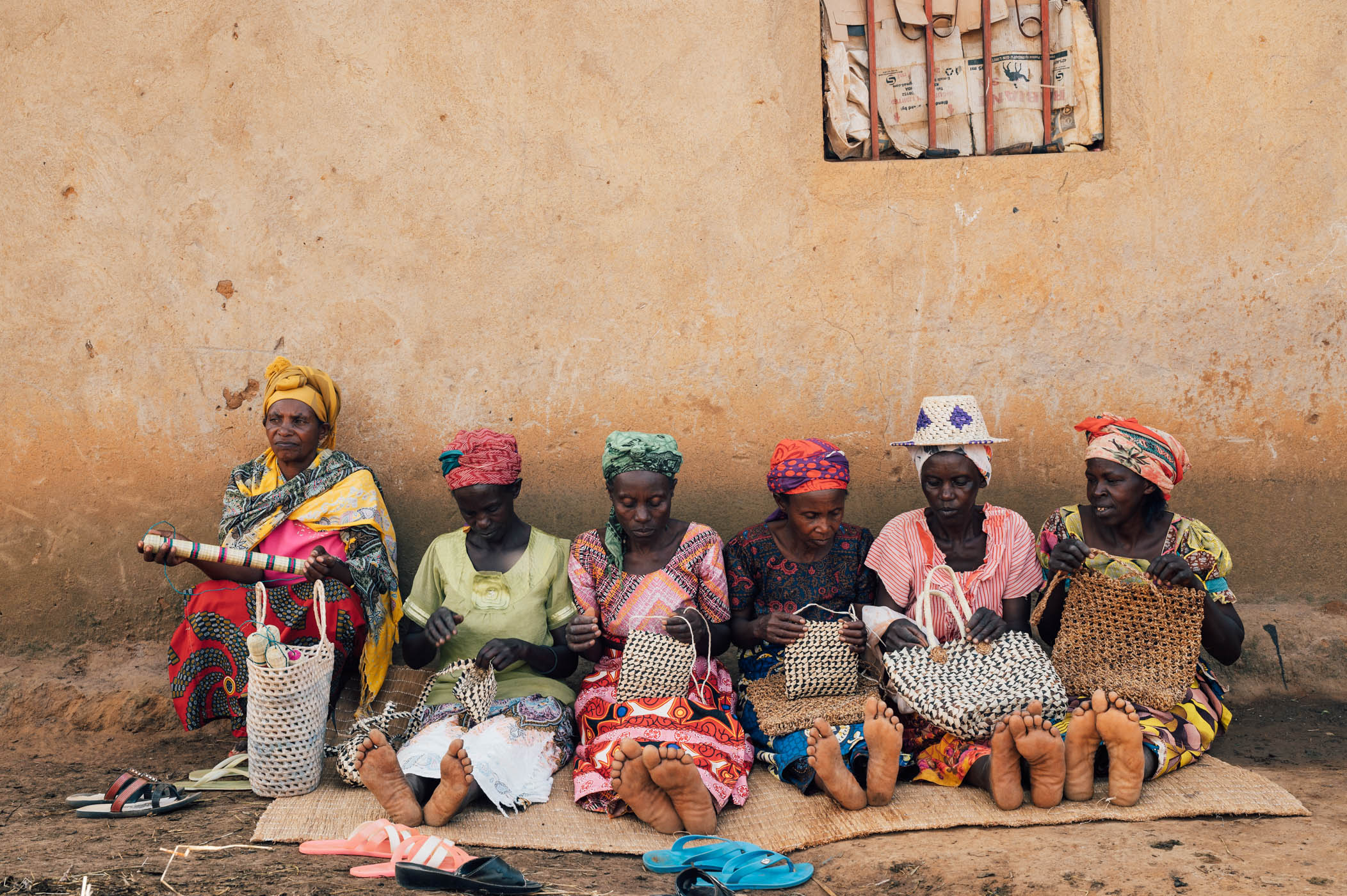 Female weaving cooperative in Rwanda