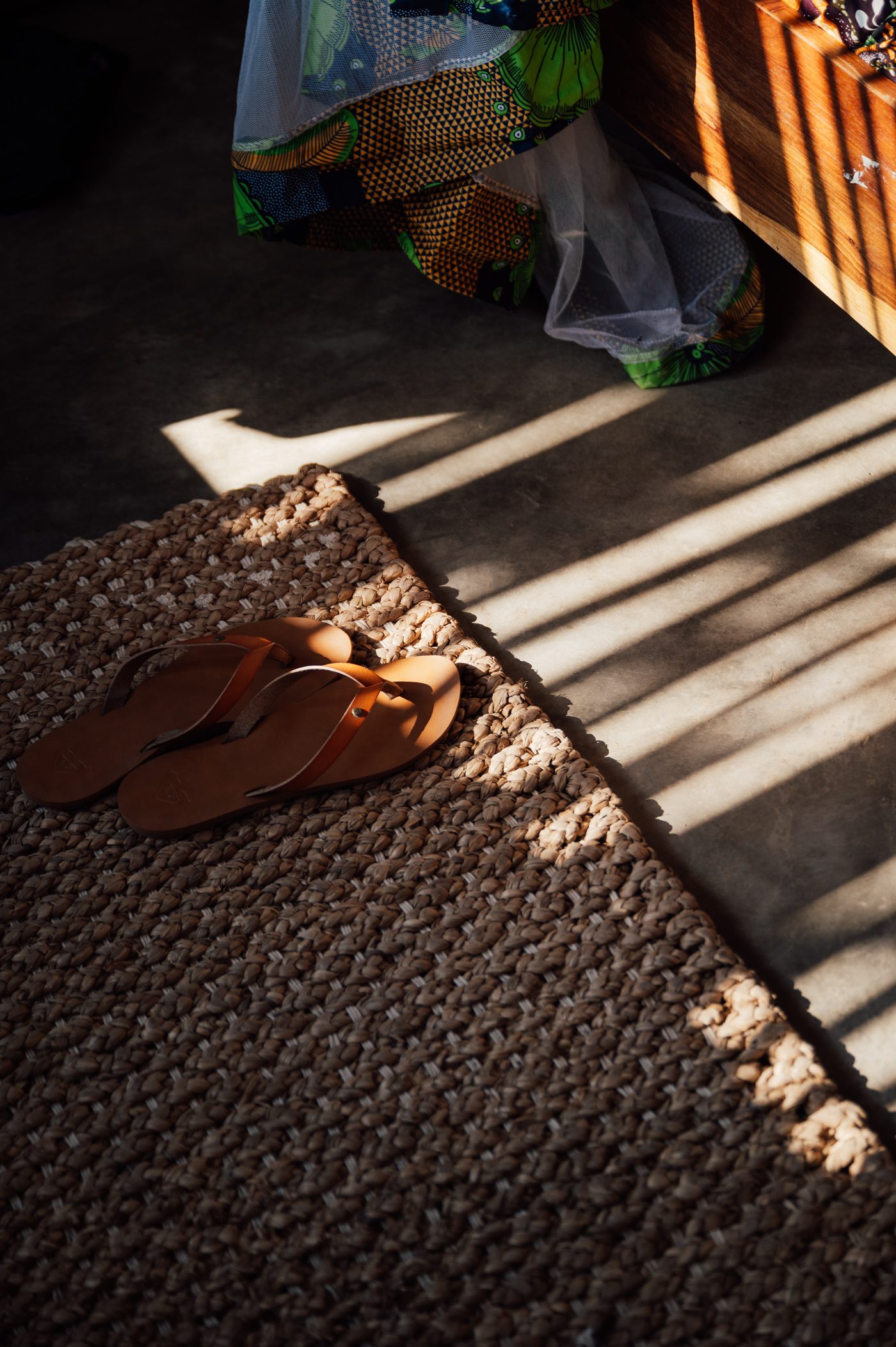 Slippers as part of a packing list for a safari