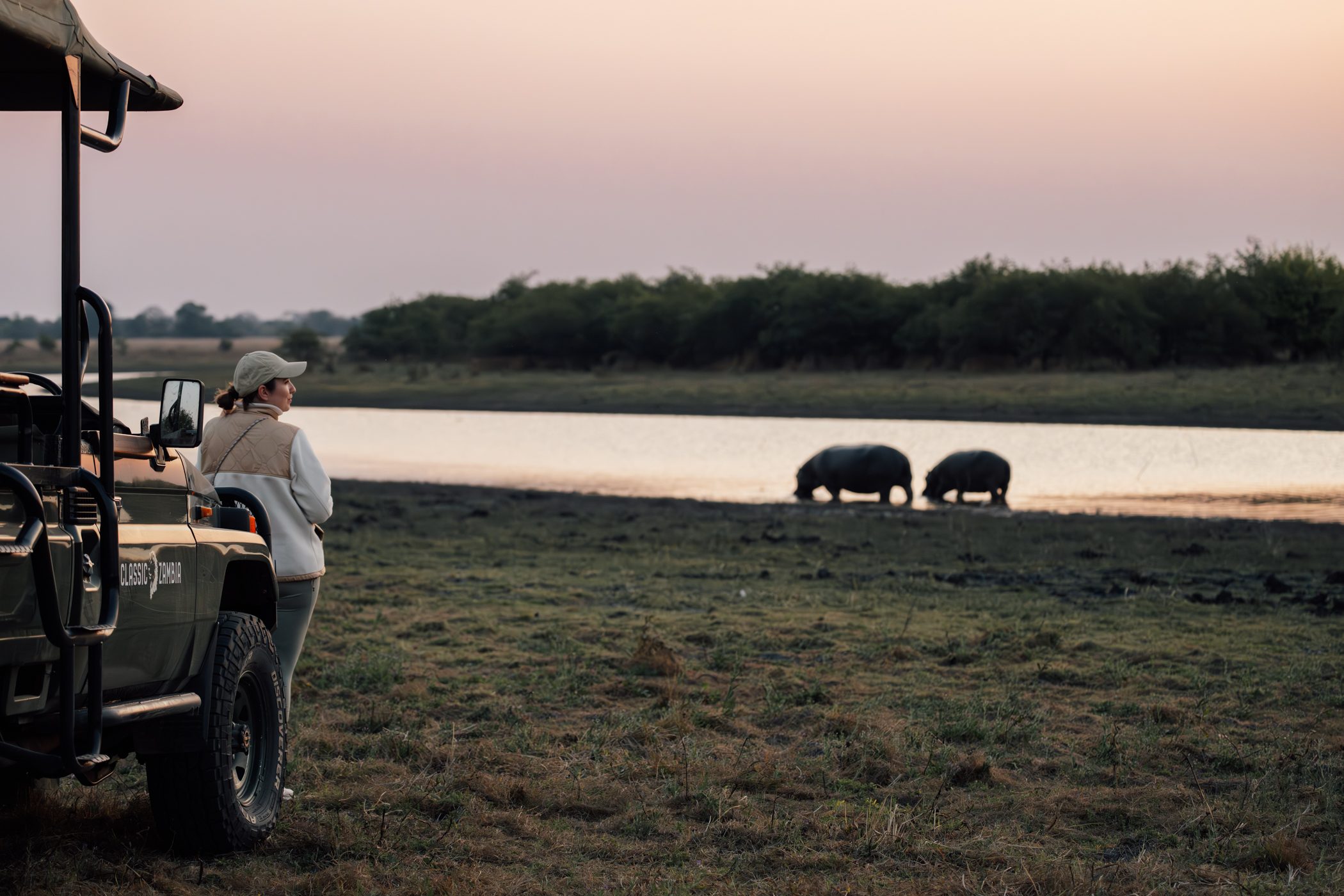 On safari at Busanga Plains in Kafue National Park Zambia