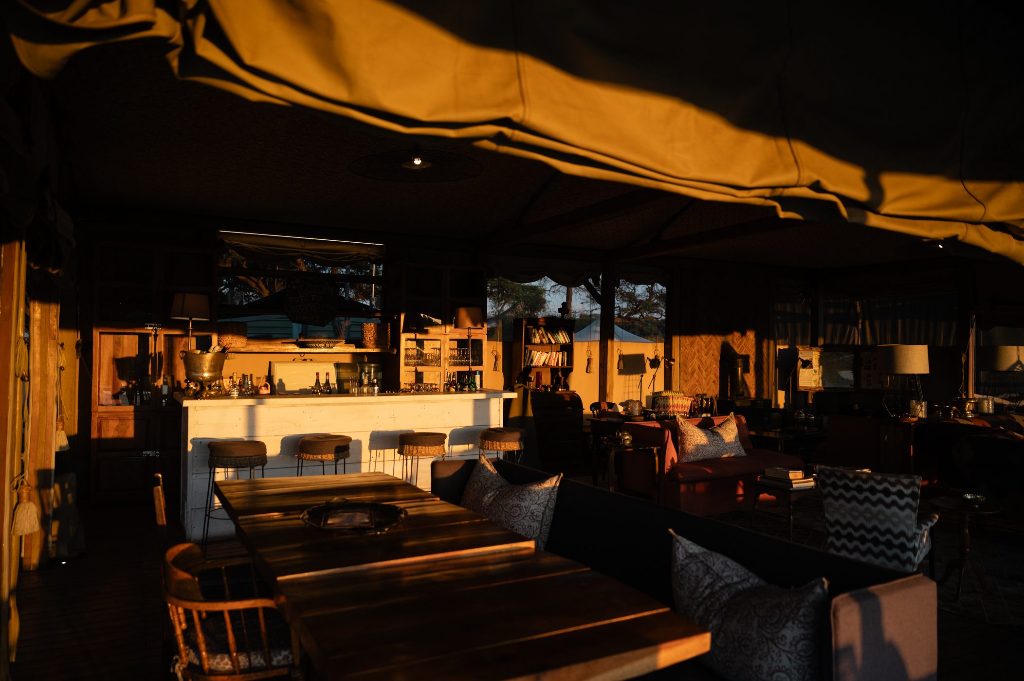 Bar at Somalisa Camp in Hwange National Park in Zimbabwe