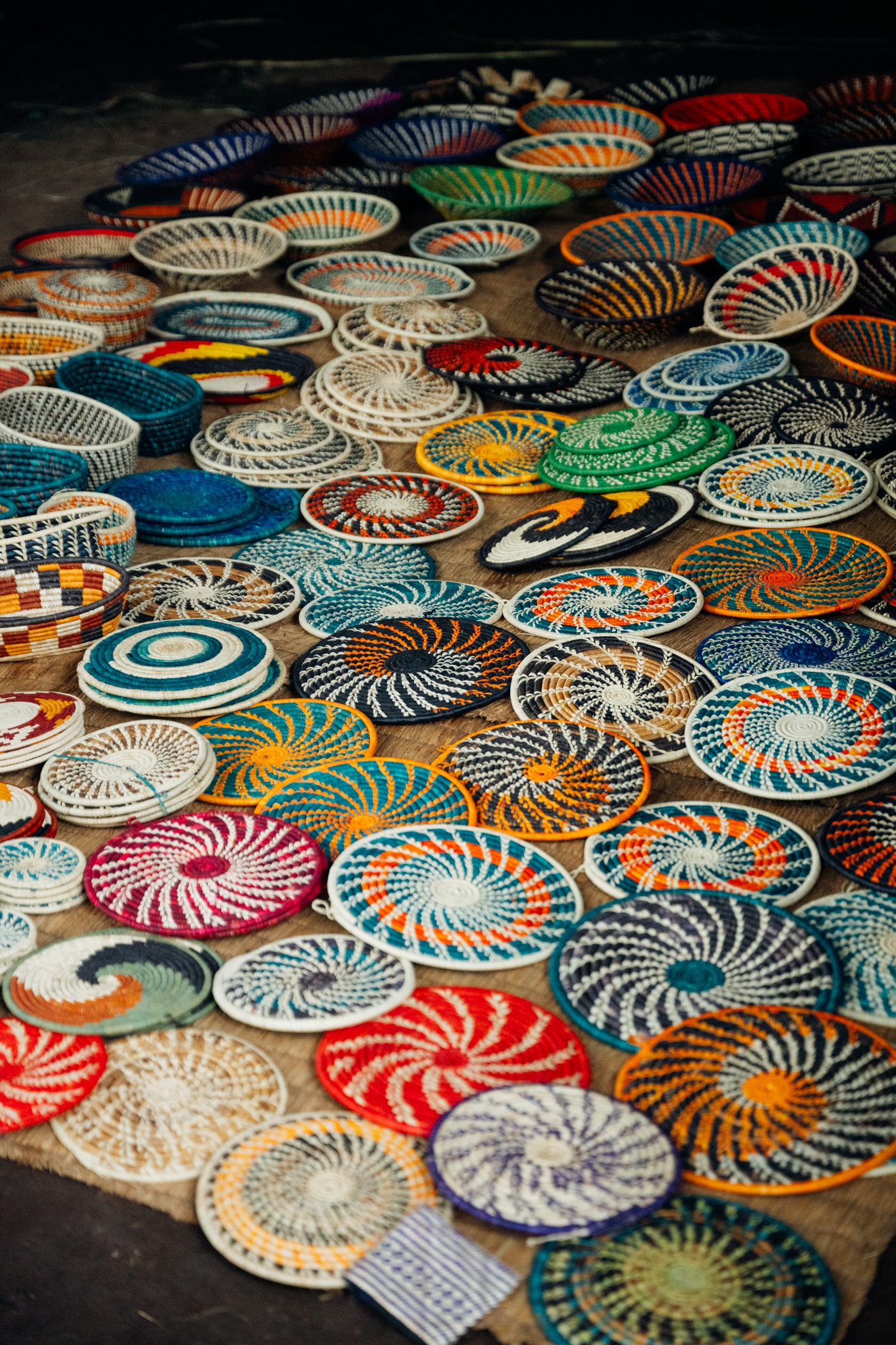 Weaving products from the women's cooperative at Bigodi Community Tourism Experience in Uganda