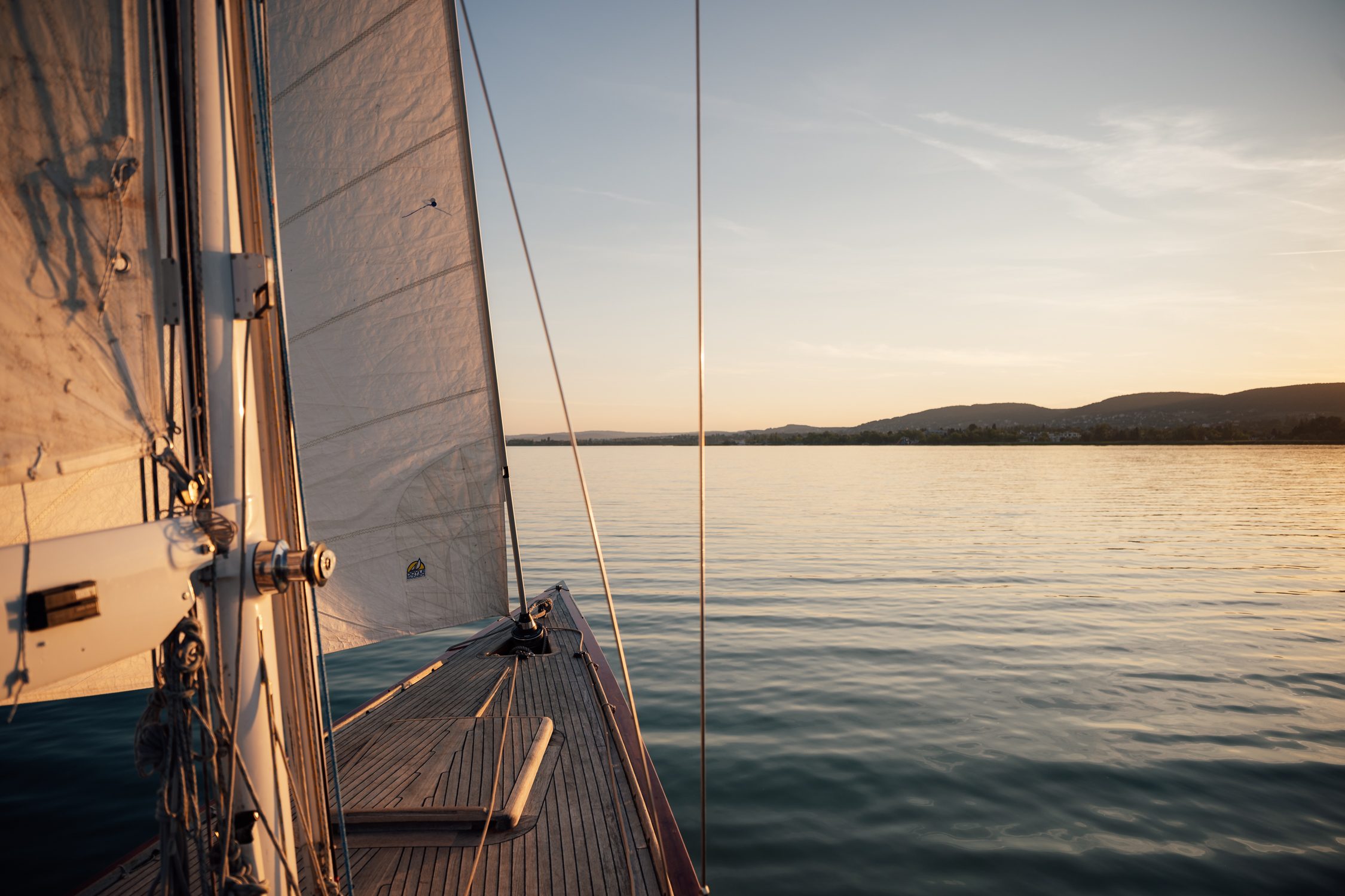 Sailing trip on wooden sailing boat Sirocco 75 at Lake Balaton, Hungary