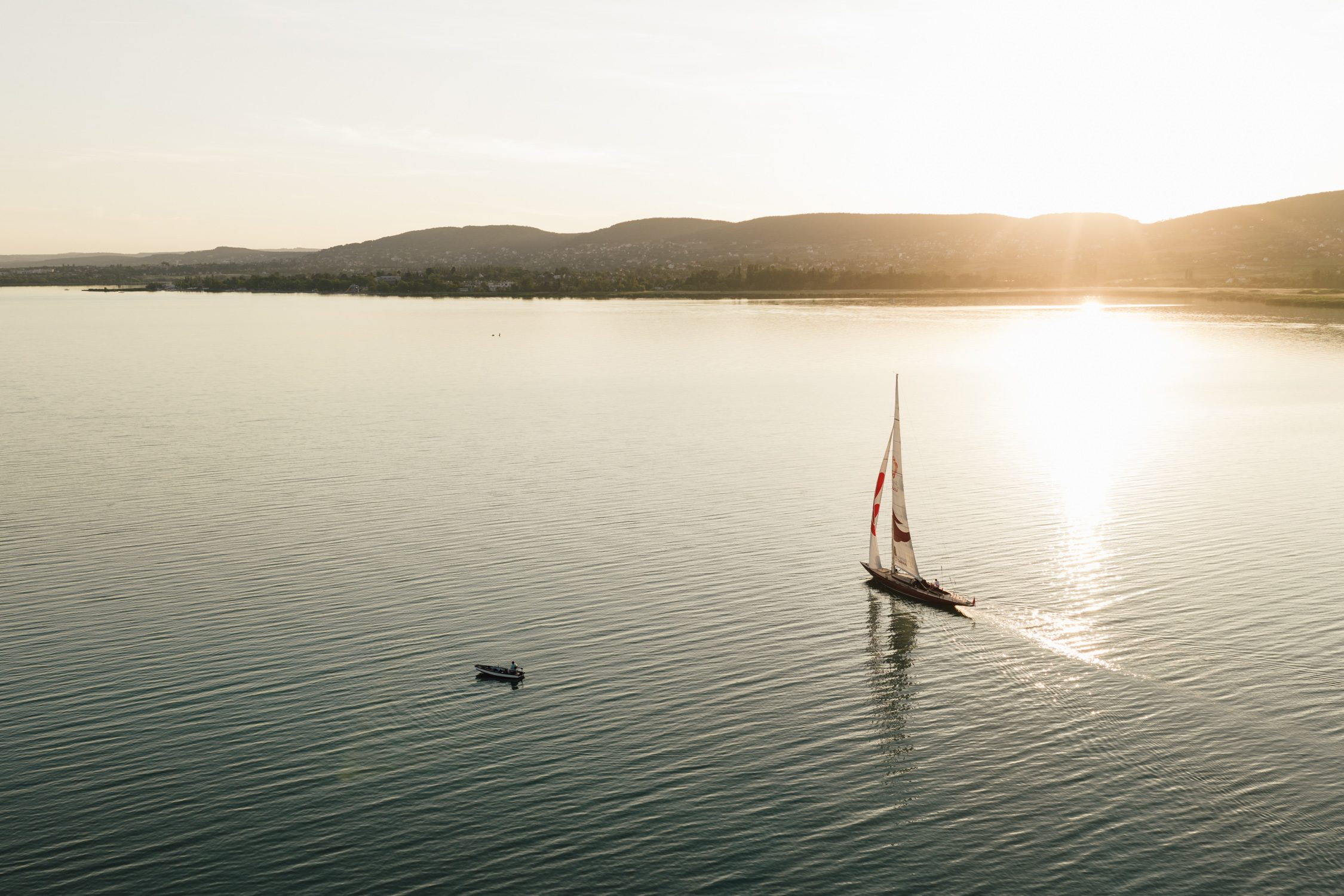 Sailing trip on wooden sailing boat Sirocco 75 at Lake Balaton, Hungary