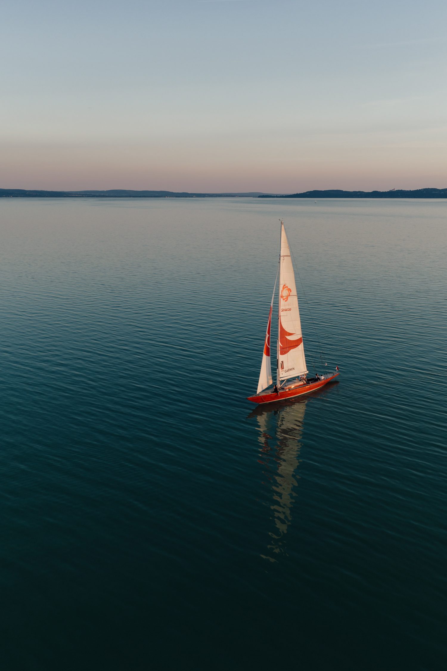 Sailing trip on wooden sailing boat Sirocco 75 at Lake Balaton, Hungary