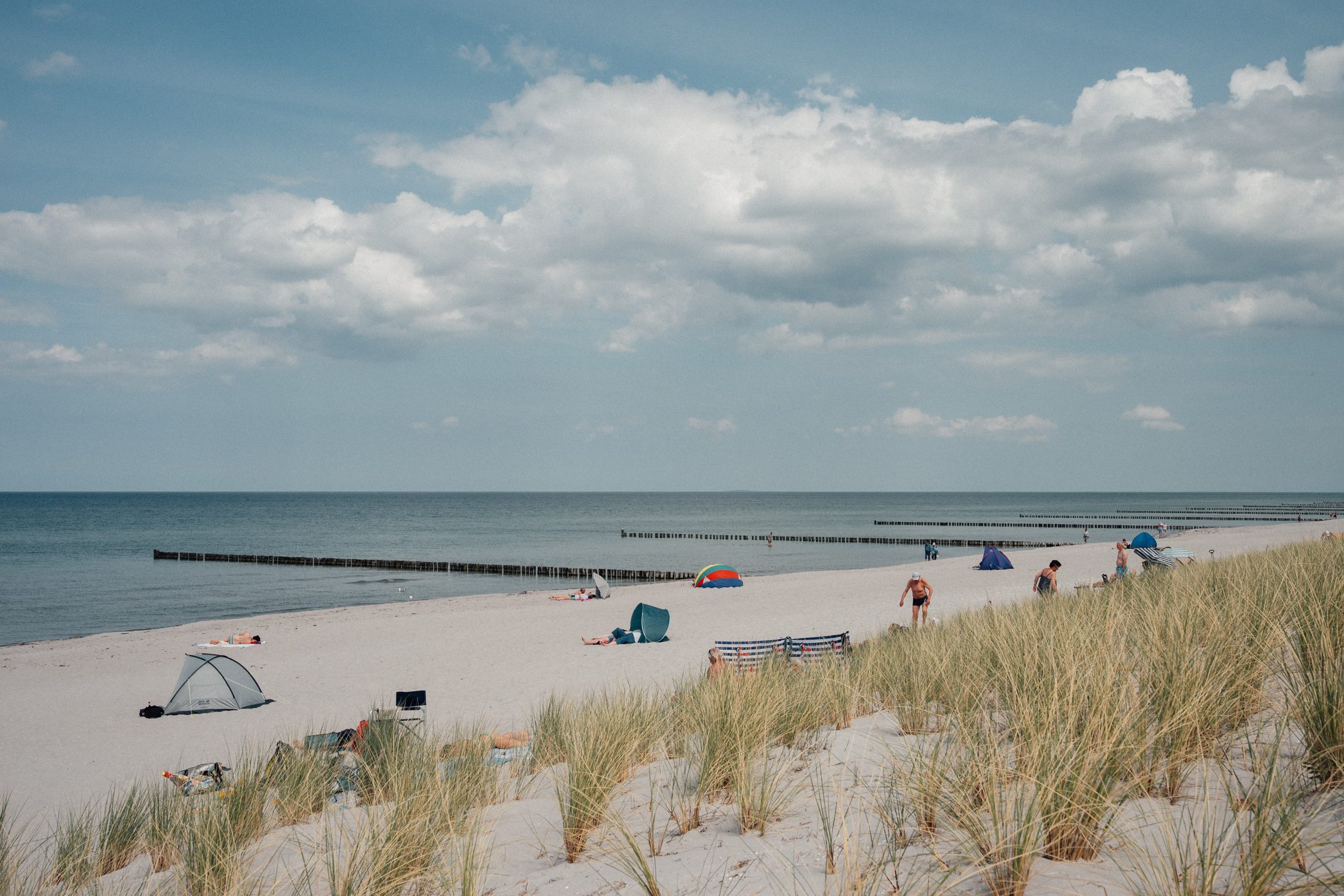 Zingst peninsula at sunset with Seebrücke pier visible