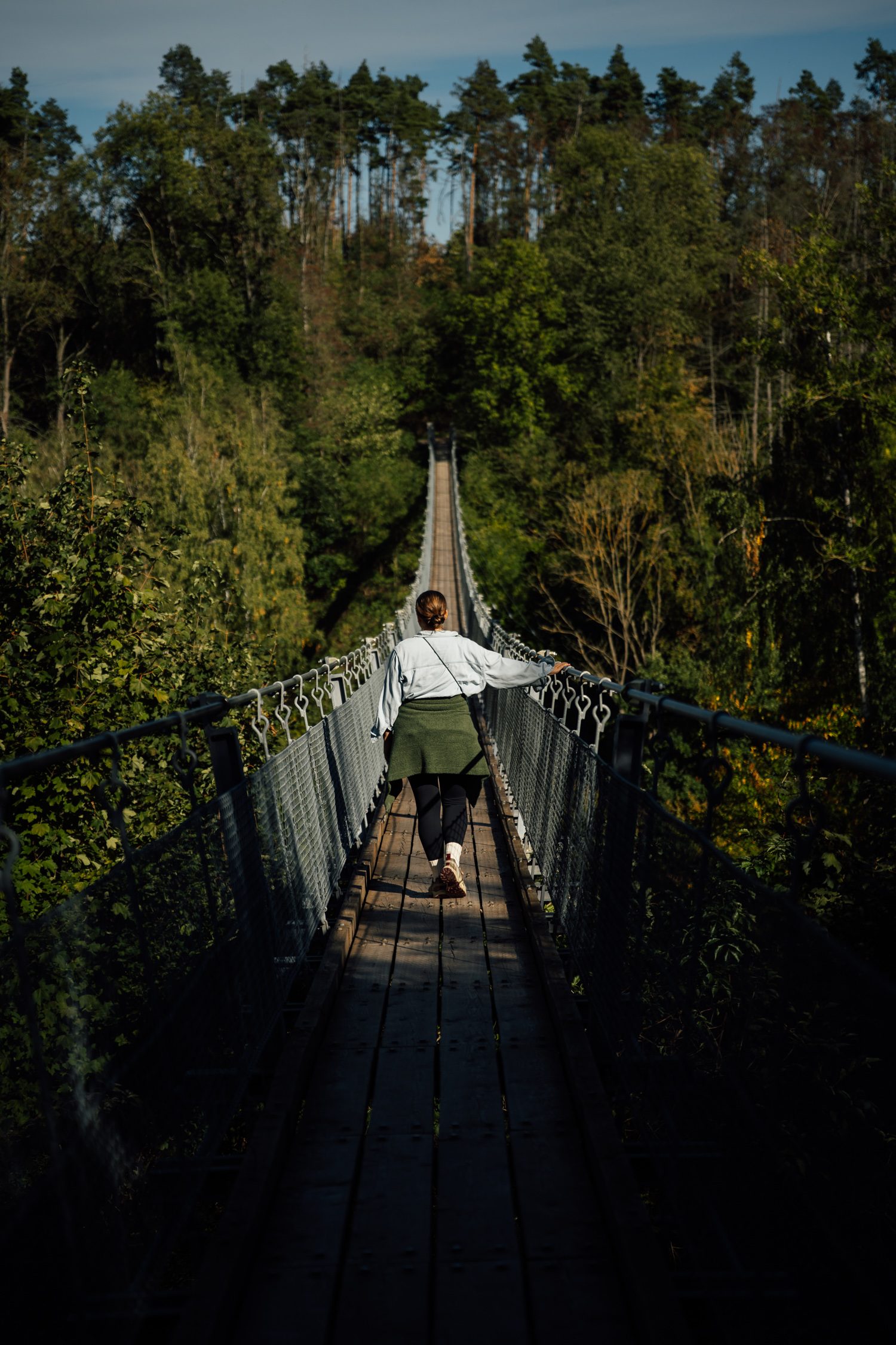 Suspension bridge at Hohe Schrecke in Thuringia Germany