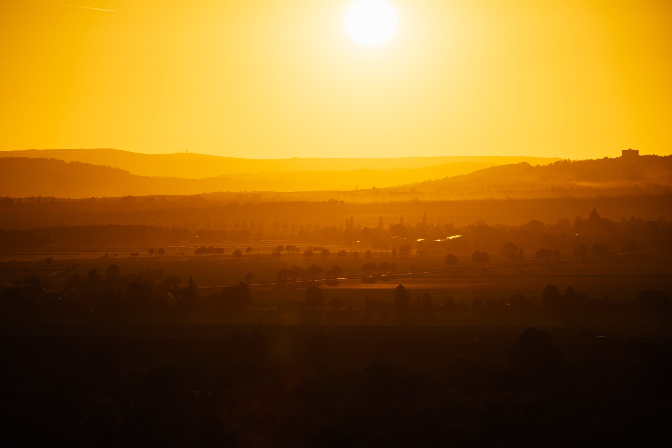 Golden sunset at Kyffhäuser region in Thuringia, Germany
